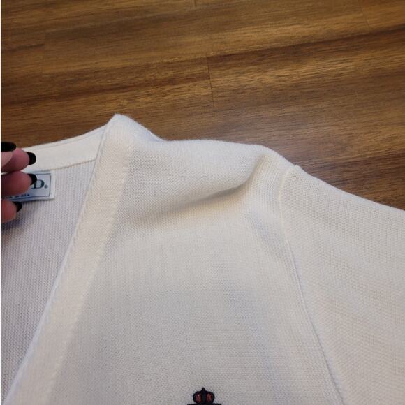 🧶 VTG IZOD 90s Grandpa Cardigan – Men’s M – Ivory Knit – Logo – Made in USA - Picture 8 of 8